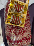 Kundan Bridal Chuda Set with Jhumki Latkans in Luxury Gift Box – Red & Gold Wedding Bangles