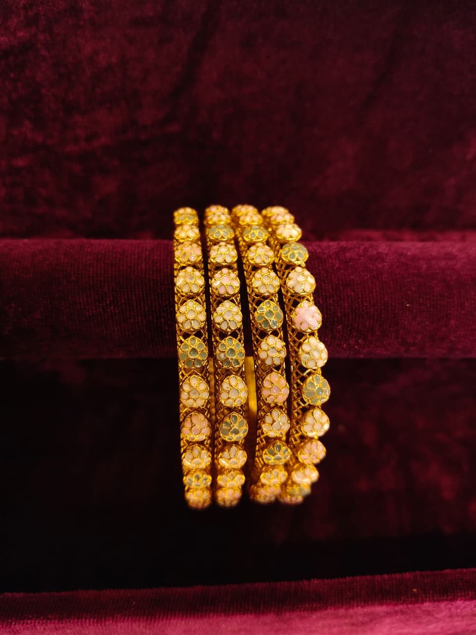 traditional Gold Plated Floral Meenakari Banglest