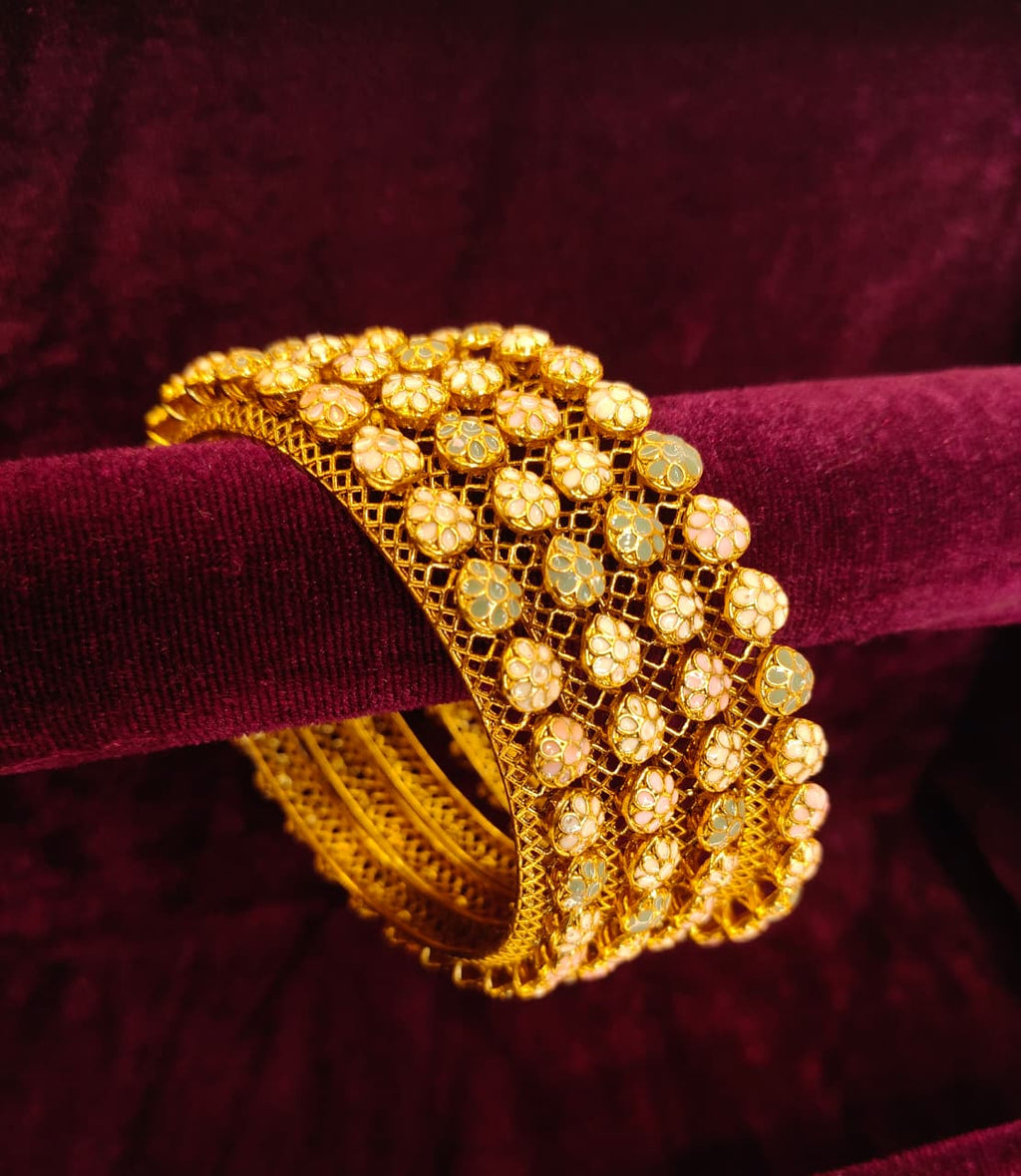 traditional Gold Plated Floral Meenakari Banglest