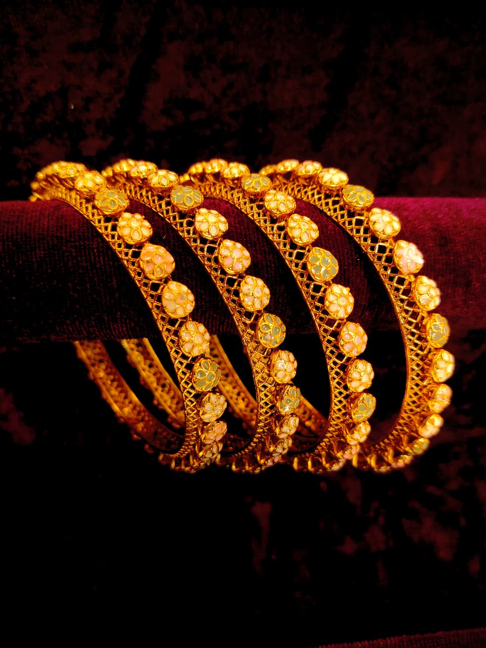 traditional Gold Plated Floral Meenakari Banglest