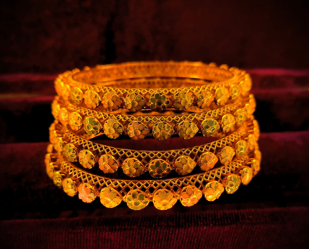 traditional Gold Plated Floral Meenakari Banglest