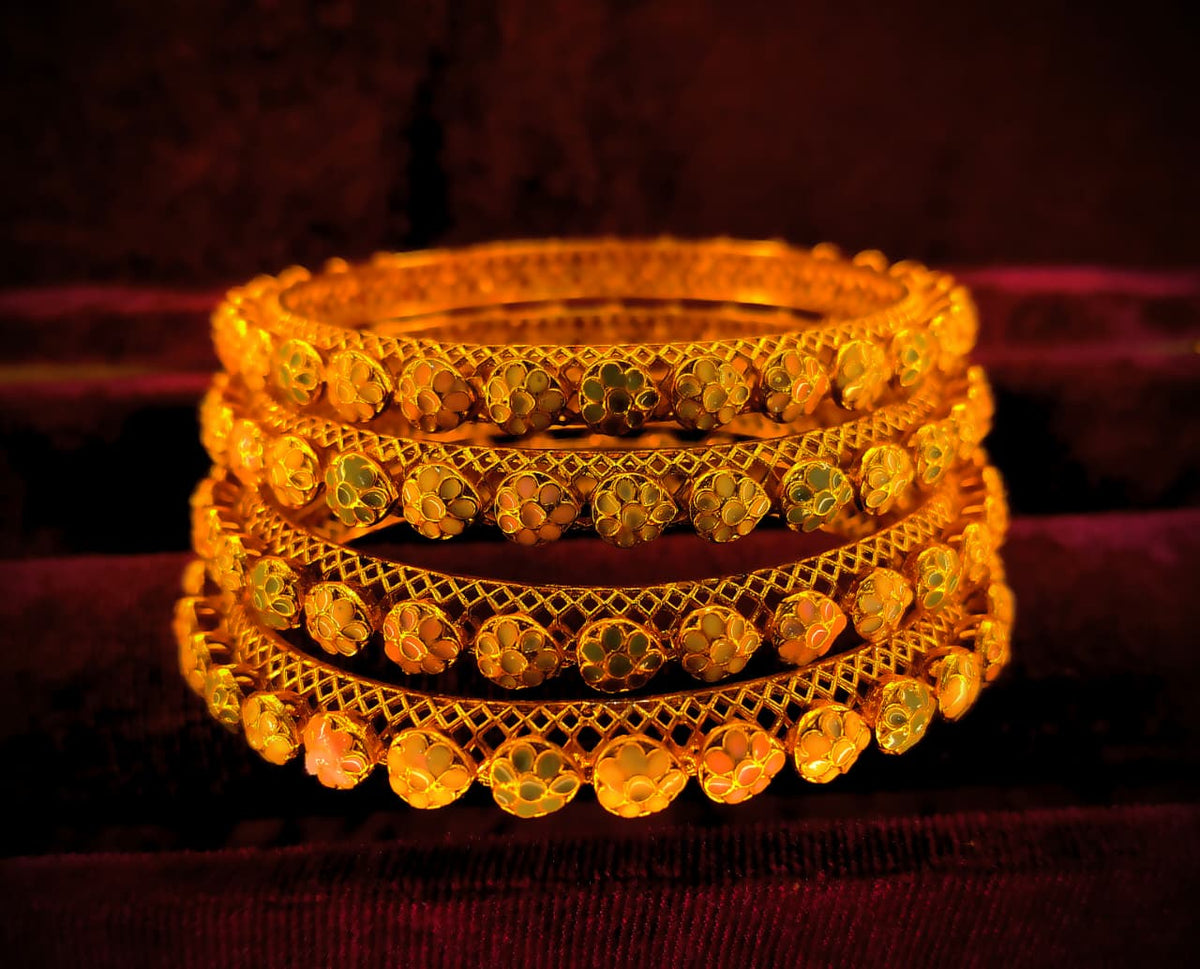 traditional Gold Plated Floral Meenakari Banglest