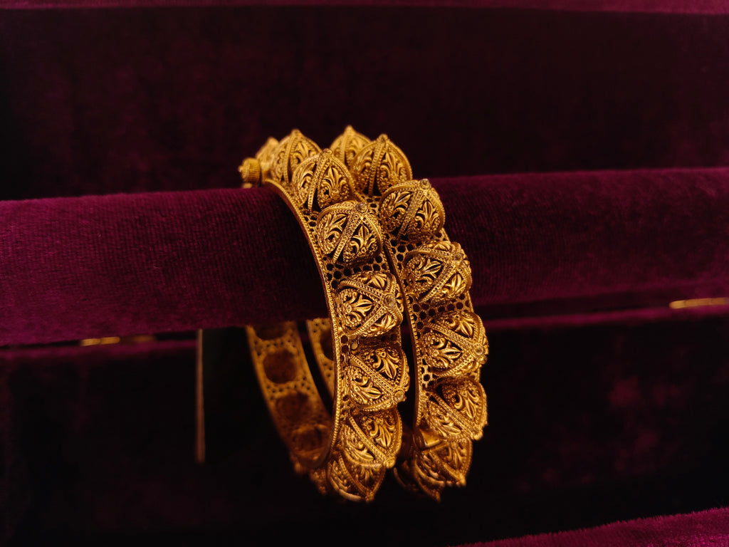 Gold-Plated Filigree Designer Bangles