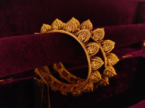 Gold-Plated Filigree Designer Bangles