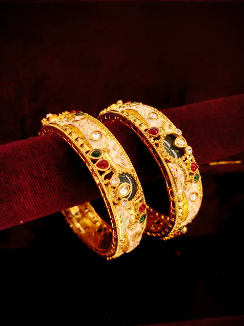Gold-Plated Meenakari Kundan Designer Bangles