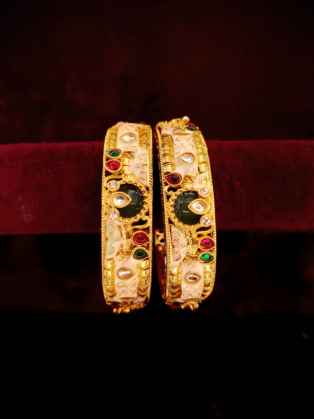 Gold-Plated Meenakari Kundan Designer Bangles