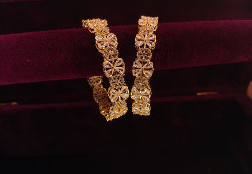 gold colour kada with daimond work