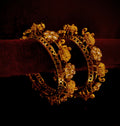 Gold-Plated elephant & Floral Kundan Designer Bangles